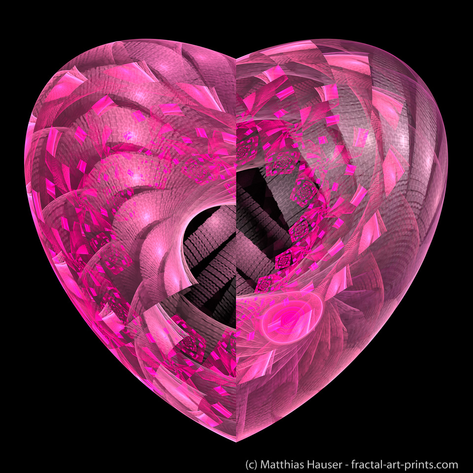 Pink Fractal Heart on black