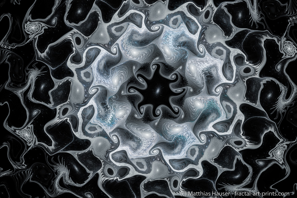 Fractal Space Flower silver and gray