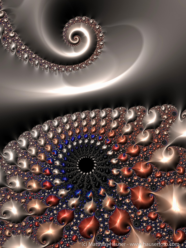 Beautiful colored Fractal Spirals silver brown sienna copper gold blue