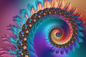 Fractal video art spiral with changing colors