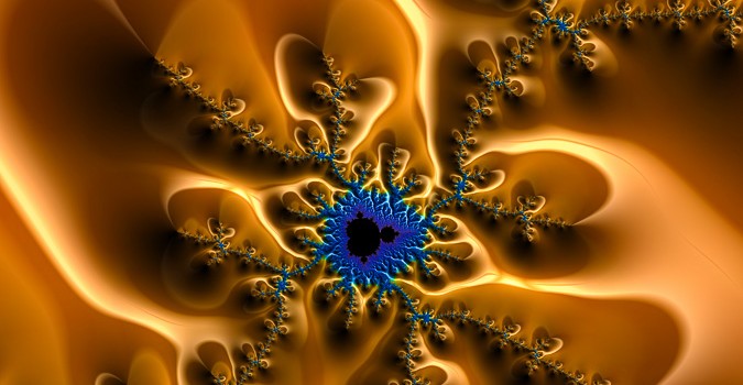 Luxe golden and blue fractal art