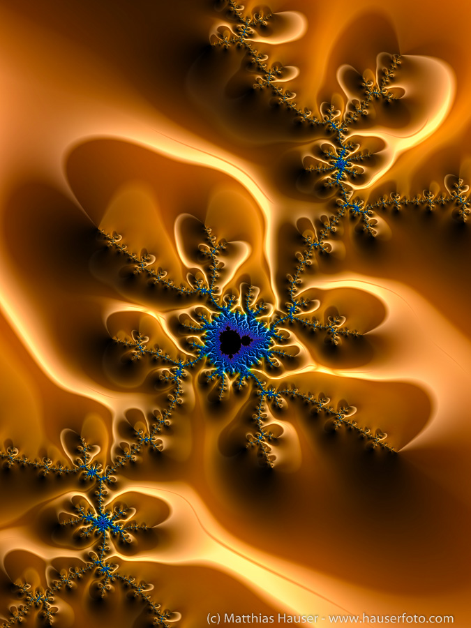 Luxe golden and blue fractal art