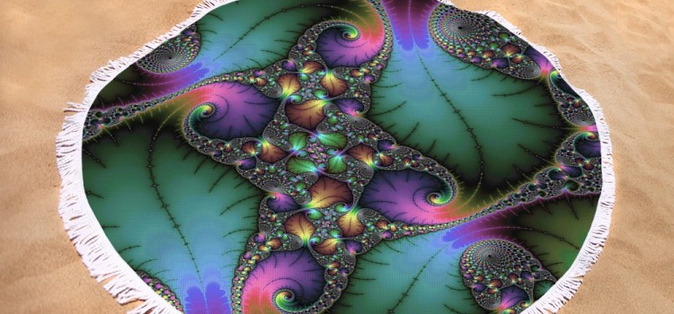 Jewel colored fractal round beach towel