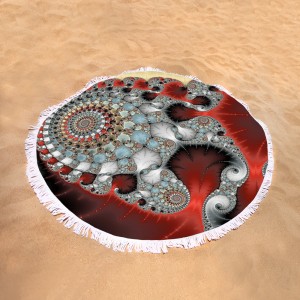 Fractal spirals round beach towel