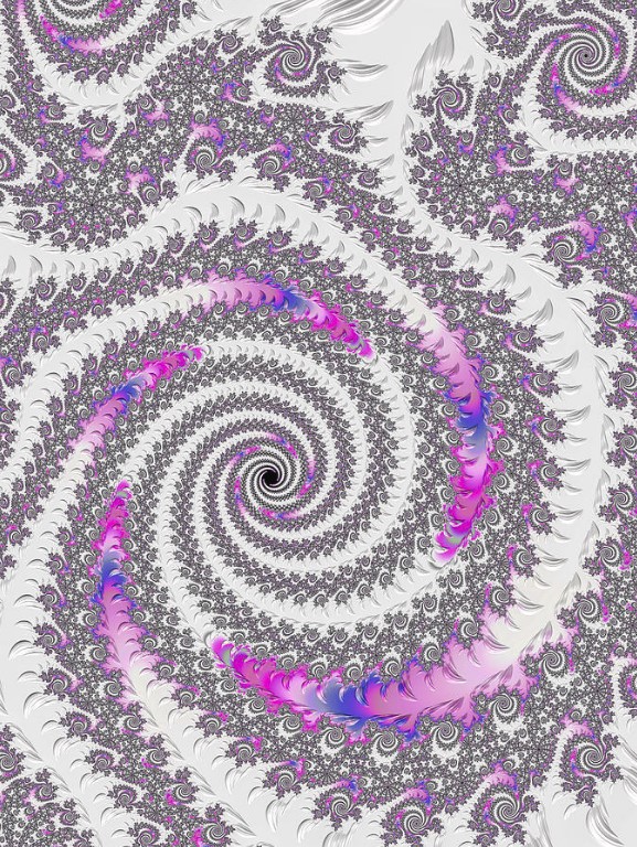 Fractal Spiral with purple blue and white tones