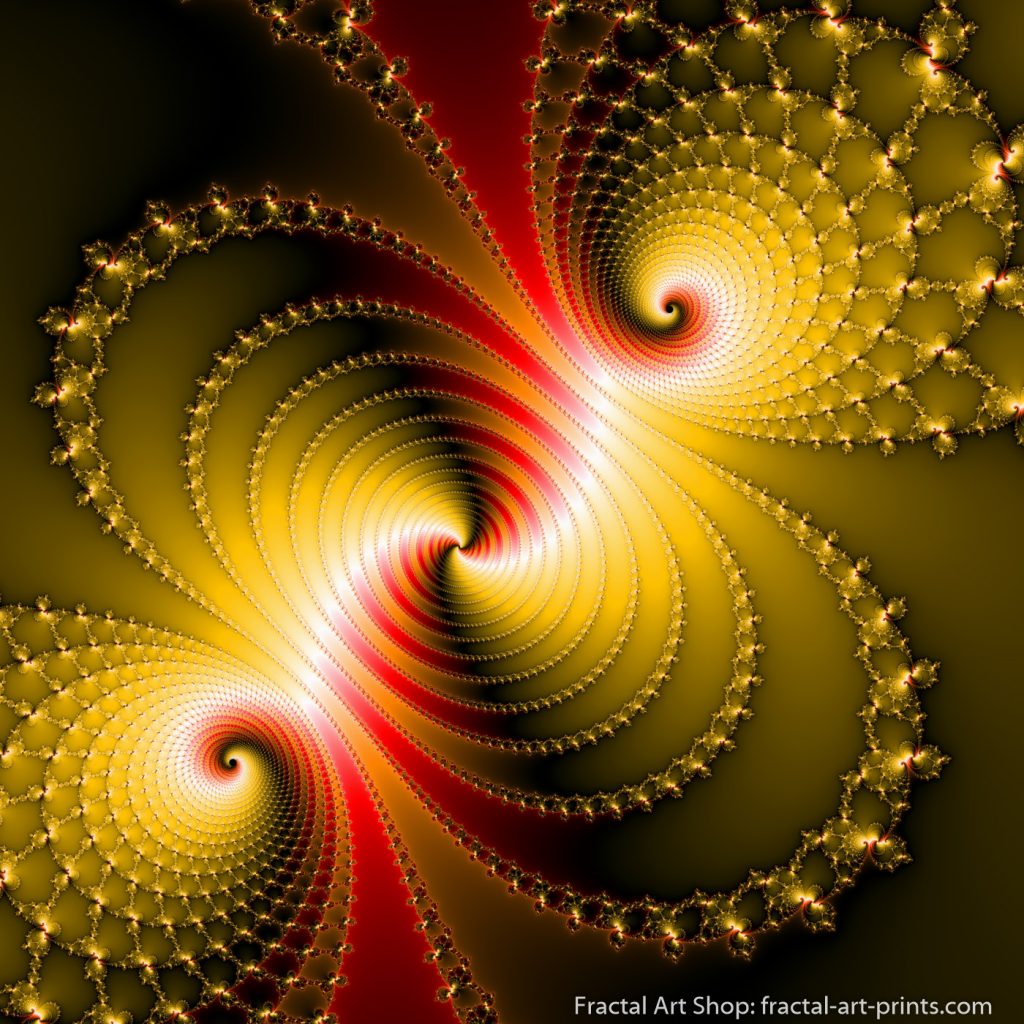 Fractal Art Colliding Twin Worlds red and yellow